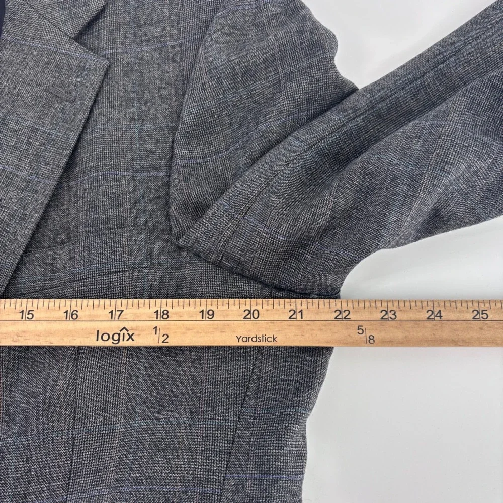 Austin Reed Sport Coat Mens 44 Gray Glen Plaid Wool Blazer Marshall Fields USA